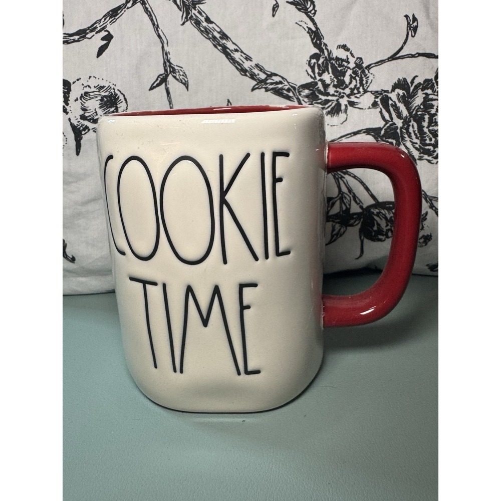Rae Dunn Artisan Collection by Magenta Red/White Cookie Time Large Mug